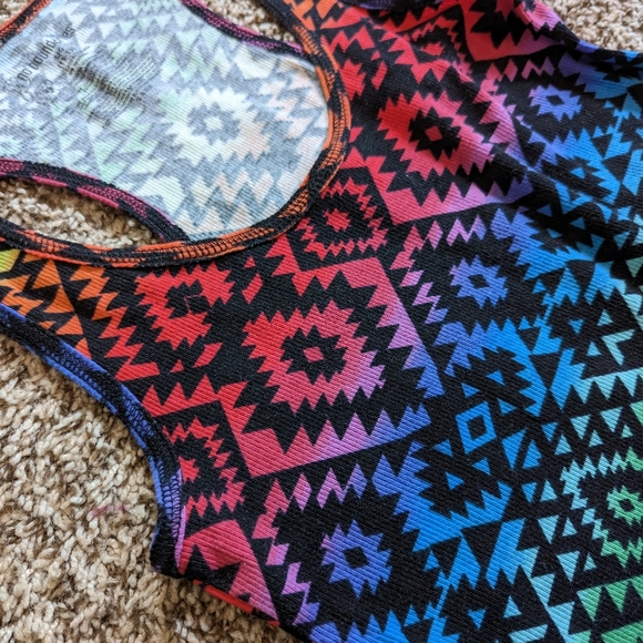 Colorful Aztec Print Ribbed T-Shirt/Mini-Dress (Rainbow of Colors) - Picture 9 of 12